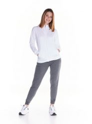 Bluza z zamek błyskawiczny na co dzień na siłownię. Białe bluzy bez kaptura damskie LEONE 1947 APPAREL, xl, bez wzorów, z dresówki, bez ramiączek, bez kaptura. Za 252.56 zł.