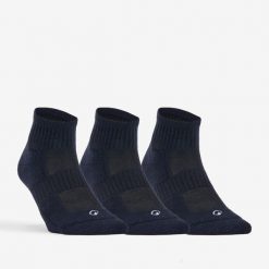 Skarpety sportowe tenis DECATHLON RS500 Mid podwyższone 3 pary. Niebieskie skarpetki damskie Decathlon, bez wzorów, z bawełny. Za 39.99 zł.