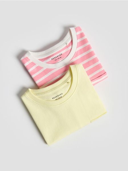 Bawełniany t-shirt 2 pack - wielobarwny. Koszulki dziewczęce Reserved, bez wzorów, z bawełny, bez ramiączek. Za 45.99 zł.