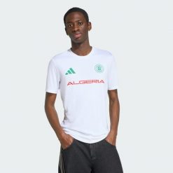 Koszulka Mistrzostwa Świata FIFA 2026 Algieria. Białe t-shirty sportowe męskie Adidas, l, z dzianiny, bez ramiączek, do piłki nożnej. Za 149.00 zł.