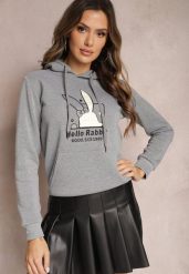 Szara Bluza z Kapturem i Ozdobnym Nadrukiem Kliorre. Szare bluzy z kapturem damskie Renee, l. Za 79.99 zł.