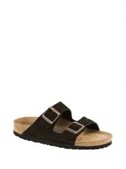 Birkenstock Skórzane klapki w kolorze brązowym rozmiar: 36. Brązowe klapki damskie Birkenstock, bez wzorów, z nubiku, bez obcasa. Za 372.01 zł.
