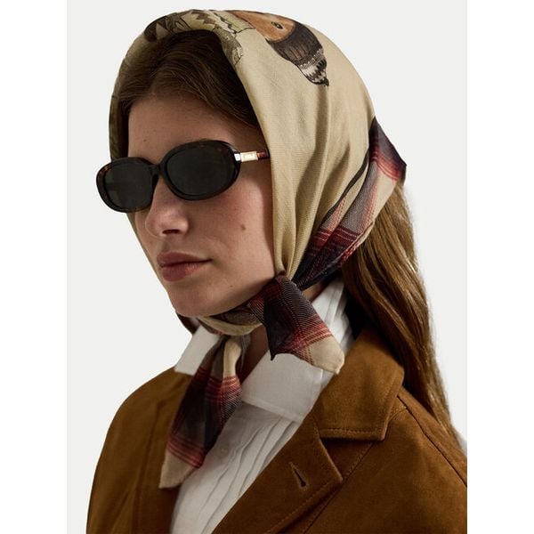 Apaszka Polo Ralph Lauren. Brązowe apaszki damskie Polo Ralph Lauren, bez wzorów. Za 529.99 zł.