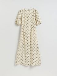 Lniana sukienka - wielobarwny. Sukienki damskie Reserved, l, bez wzorów, bez kołnierzyka, bez ramiączek, rozkloszowane. Za 329.99 zł.