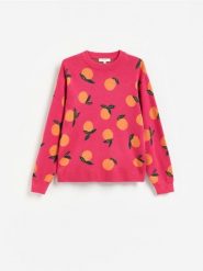 Sweter z bawełną - brudny róż. Czerwone swetry klasyczne damskie Reserved, l, z bawełny, bez kołnierzyka. Za 219.99 zł.