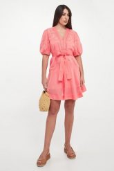 Sukienka z ramii z haftami TWINSET. Sukienki damskie Twinset Milano, bez wzorów, bez kołnierzyka, bez ramiączek. Za 1,559.00 zł.