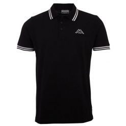 Koszulka polo, męska z krótkim rękawem Kappa Polo Shirt. Czarne koszulki polo męskie Kappa, m, bez wzorów, z bawełny, bez ramiączek. Za 107.61 zł.