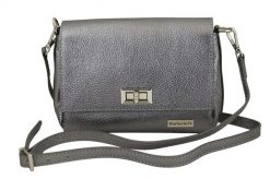 Skórzana torebka damska metalizowana - Srebrna ciemna. Szare torebki klasyczne damskie Barberinis, bez wzorów, ze skóry, eleganckie, bez kołnierzyka, bez ramiączek. Za 203.99 zł.