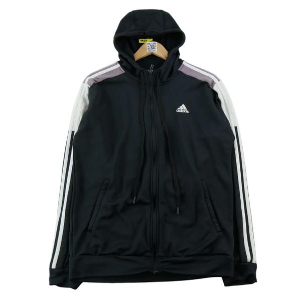 Second life - Kurtka dresowa męska 3 bandes - Stan dobry. Czarne kurtki męskie Adidas, l, bez wzorów, z dresówki, eleganckie, bez kaptura. Za 146.96 zł.