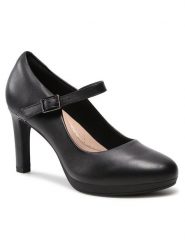 Clarks Półbuty Ambyr Shine 261577844 Czarny. Czarne półbuty damskie Clarks, bez wzorów, ze skóry, bez obcasa, na obcasie. Za 269.99 zł.