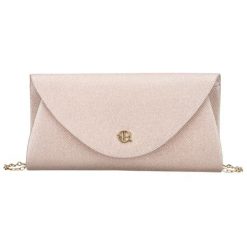 Beżowa, brokatowa kopertówka damska wykonana z tkaniny syntetycznej, zapinana klipsem magnetycznym Rovicky R-XS029-2. Brązowe torebki wieczorowe ROVICKY, bez wzorów, z syntetyku, bez kołnierzyka, bez ramiączek. Za 45.00 zł.