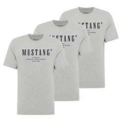 3PAK Męski T-Shirt Mustang Style Alex Mid Grey Mélange 1017330 4140. Szare t-shirty męskie Mustang, m, bez wzorów, bez kołnierzyka. Za 219.99 zł.