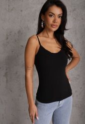 Czarny Bawełniany Top Bieliźniany z Koronką przy Dekolcie Berinda. Czarne topy damskie Renee, m, bez wzorów, z bawełny, bez kołnierzyka. Za 39.99 zł.