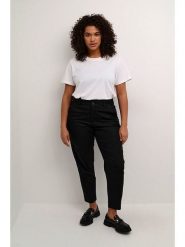 KAFFE curve Spodnie chino "Leana" w kolorze czarnym rozmiar: 42. Czarne spodnie materiałowe damskie KAFFE curve, bez wzorów, z podwyższonym stanem. Za 180.49 zł.