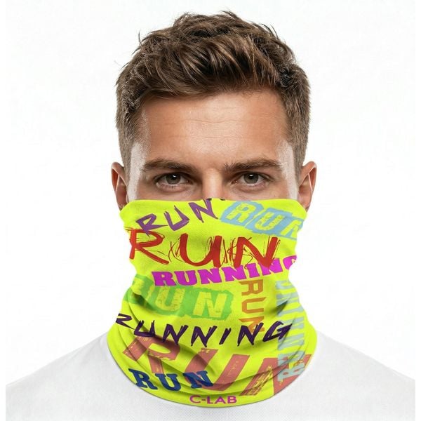 Lekki komin do biegania – jaskrawy żółty. Żółte szaliki i kominy damskie C-LAB, bez wzorów. Za 104.50 zł.