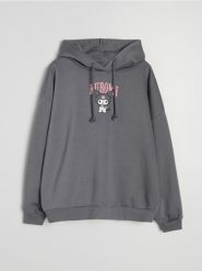 Bluza hoodie z nadrukiem Kuromi - szary. Szare bluzy bez kaptura damskie Sinsay, l. Za 59.99 zł.