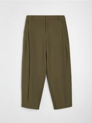 Spodnie barrel leg z domieszką wiskozy - zielony. Zielone spodnie materiałowe damskie Sinsay, bez wzorów, z wiskozy. Za 49.99 zł.