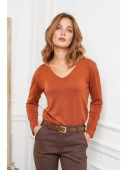 Joséfine Wełniany sweter "Abi" w kolorze rdzawoczerwonym rozmiar: L. Pomarańczowe swetry klasyczne damskie Joséfine, l, z wełny, bez kołnierzyka. Za 130.81 zł.