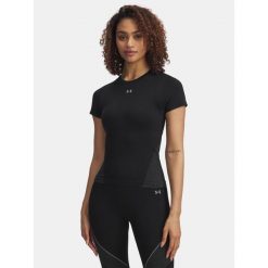 Koszulka treningowa damska Under Armour Vanish Seamless black/steel/steel. Czarne bluzki damskie Under Armour, bez kołnierzyka, bez ramiączek. Za 169.99 zł.