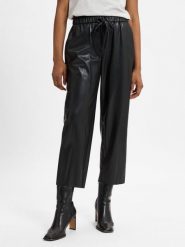 DKNY Spodnie Kobiety Sztuczne włókno czarny, 42. Czarne spodnie materiałowe damskie DKNY, bez wzorów, ze skóry, rockowe. Za 599.95 zł.
