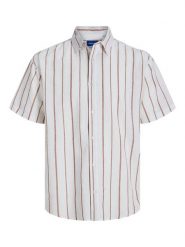 Jack & Jones Koszula "Joshua" w kolorze biało-brązowym rozmiar: L. Białe koszule męskie Jack & Jones, l, bez wzorów, bez kołnierzyka, bez ramiączek. Za 70.08 zł.