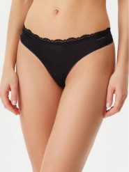 Calvin Klein Underwear Stringi LV00QD5270 Czarny. Czarne stringi damskie Calvin Klein Underwear, s, bez wzorów, z syntetyku. Za 49.99 zł.