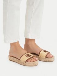 LAUREN RALPH LAUREN Klapki 802P06398003 Beżowy. Brązowe klapki damskie Lauren Ralph Lauren, bez wzorów, z syntetyku, bez obcasa. Za 426.99 zł.