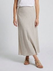 MOSS COPENHAGEN Spódnica "Viana" w kolorze beżowym rozmiar: L. Brązowe spódniczki damskie MOSS COPENHAGEN, l, bez wzorów, z podwyższonym stanem, maxi. Za 175.26 zł.