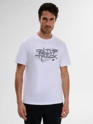 4F T-shirt regular z nadrukiem męski - biały XXL. Białe t-shirty męskie 4f, m, bez wzorów, z bawełny, bez kołnierzyka. W wyprzedaży za 59.99 zł.