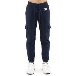 Spodnie dresowe oddychający oddychający z bawełna z elastyczny pas na co dzień. Niebieskie spodnie dresowe męskie LEONE 1947 APPAREL, bez wzorów, z bawełny. W wyprzedaży za 112.15 zł.