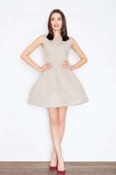 Szykowna Beżowa Sukienka Typu Princeska. Brązowe sukienki damskie Figl, l, bez wzorów, z elastanu, eleganckie, bez kołnierzyka, bez ramiączek. Za 269.00 zł.