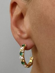 Les Petites Précieuses Pozłacane kolczyki-półkreole z cyrkoniami rozmiar: onesize. Zielone kolczyki damskie Les Petites Précieuses, z cyrkonią, pozłacane. Za 218.05 zł.