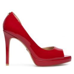 Szpilki Nine West. Czerwone szpilki Nine West, bez wzorów, bez obcasa. Za 219.99 zł.