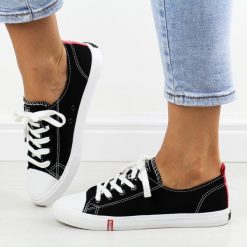 Czarne trampki damskie Big Star Ff274085. Czarne trampki i tenisówki damskie Big Star, bez wzorów, z tkaniny. Za 99.00 zł.