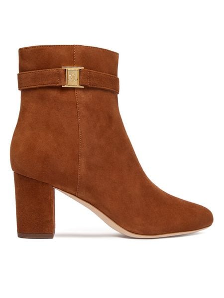 LAUREN RALPH LAUREN Botki Kellie Bt Hi 802967827002 Brązowy. Brązowe botki damskie Lauren Ralph Lauren, ze skóry, bez obcasa, na słupku, bez zapięcia. Za 1,019.00 zł.
