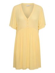 Kaffe Sukienka "Tara" w kolorze żółtym rozmiar: 40. Żółte sukienki damskie Kaffe, na imprezę, s, bez wzorów, z wiskozy, klasyczne, bez kołnierzyka, bez ramiączek, midi. Za 88.02 zł.