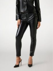 Marciano Guess Spodnie z imitacji skóry 5YGB16 7363A Czarny Slim Fit. Czarne spodnie materiałowe damskie Marciano Guess, z aplikacjami, ze skóry. Za 579.99 zł.