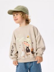 Bluza Pucio - beżowy. Brązowe bluzy i bluzki niemowlęce Reserved, bez wzorów, z bawełny, bez ramiączek, bez kaptura. Za 49.99 zł.