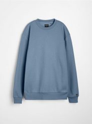 Bluza crewneck basic z domieszką bawełny - niebieski. Niebieskie bluzy bez kaptura męskie Sinsay, l, z bawełny. Za 29.99 zł.