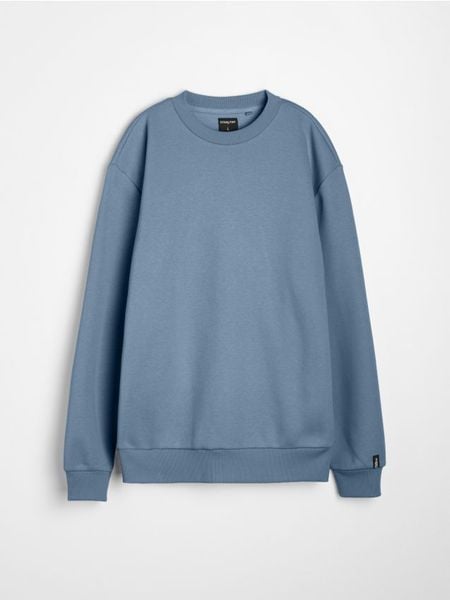 Bluza crewneck basic z domieszką bawełny - niebieski. Niebieskie bluzy bez kaptura męskie Sinsay, l, z bawełny. Za 29.99 zł.