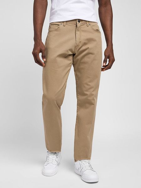 Lee Spodnie w kolorze beżowym rozmiar: W46/L34. Brązowe spodnie materiałowe męskie Lee, z aplikacjami, z materiału. Za 143.56 zł.