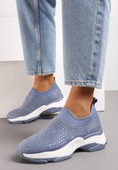 Niebieskie Buty Sportowe w Cyrkonie na Grubej Podeszwie Coneta. Niebieskie buty sportowe na co dzień damskie Born2be, z aplikacjami. Za 59.99 zł.