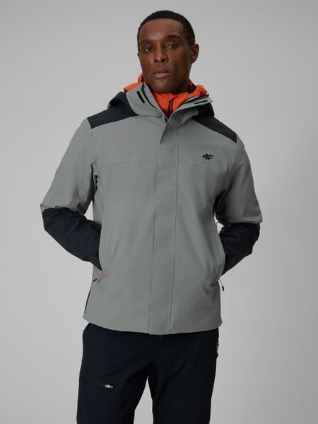 4F Kurtka trekkingowa membrana 10000 męska - szara M. Szare kurtki męskie 4f, l, bez wzorów, z materiału, bez kaptura. Za 399.99 zł.