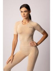 Spaio Koszulka sportowa "Melange" w kolorze beżowym rozmiar: S. Brązowe bluzki sportowe damskie Spaio, s, z materiału, bez kołnierzyka, bez ramiączek. Za 130.99 zł.