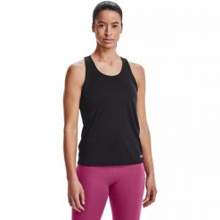 Koszulka damska Under Armour Fly By Tank. Czarne t-shirty damskie Under Armour, xs, bez wzorów, bez kołnierzyka. Za 79.99 zł.