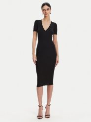 Elisabetta Franchi Sukienka dzianinowa AM-53S-51E2 Czarny Slim Fit. Czarne sukienki damskie Elisabetta Franchi, s, bez wzorów, z dzianiny, bez kołnierzyka, bez ramiączek. Za 1,489.00 zł.