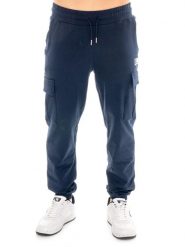 Spodnie dresowe bojówki męskie z małym logo. Niebieskie spodnie sportowe męskie LEONE 1947 APPAREL, z dresówki. Za 294.70 zł.
