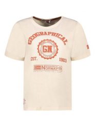 Geographical Norway Koszulka w kolorze beżowym rozmiar: XXL. Brązowe bluzki damskie Geographical Norway, xxl, bez wzorów, z bawełny, bez kołnierzyka. Za 48.28 zł.