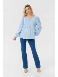Kaffe Bluzka w kolorze błękitnym rozmiar: 46. Niebieskie bluzki damskie Kaffe, bez wzorów, z bawełny, bez kołnierzyka, bez ramiączek. Za 104.64 zł.