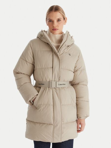 Calvin Klein Jeans Kurtka zimowa LV047D508G Beżowy Regular Fit. Brązowe kurtki damskie Calvin Klein Jeans, na zimę, l, bez wzorów, z jeansu, bez kaptura. Za 1,199.00 zł.